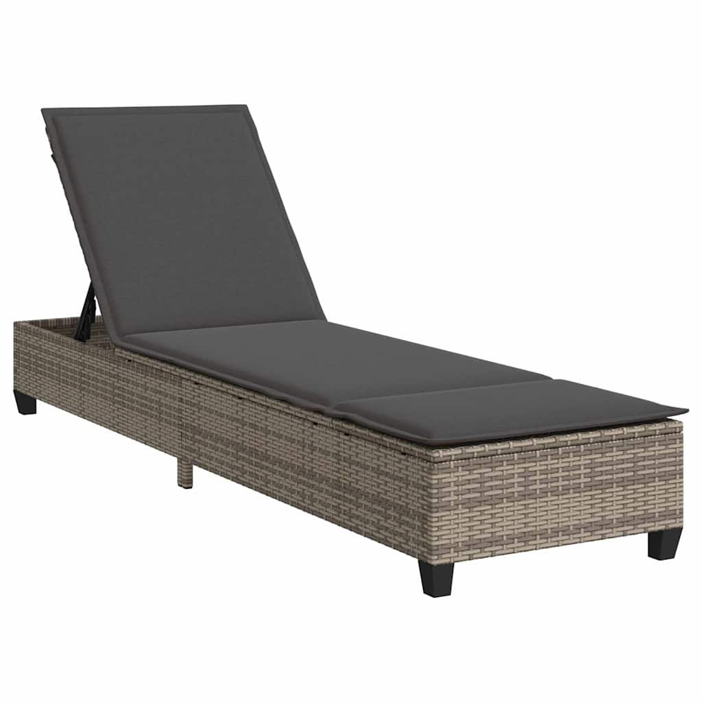 vidaXL Leżak z poduszkami Szary 55x200x25,5cm Polirattan