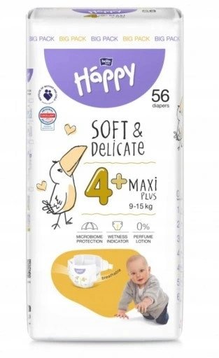 Pieluszki Bella Happy 4+ Maxi Plus 9-15 kg 56 szt.