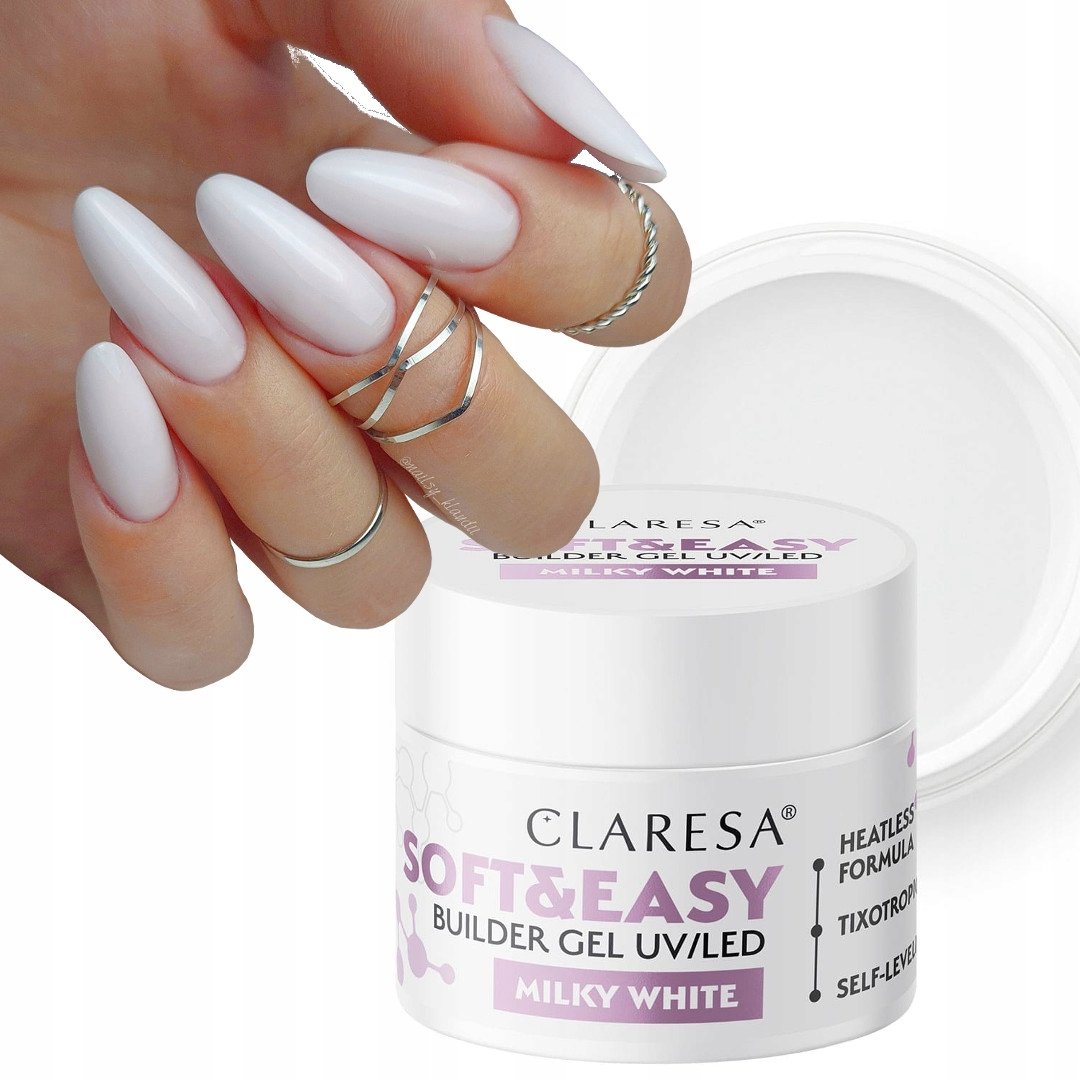 CLARESA SOFT & EASY ŻEL BUDUJĄCY DO PAZNOKCI MLECZNY MILKY WHITE 45 G