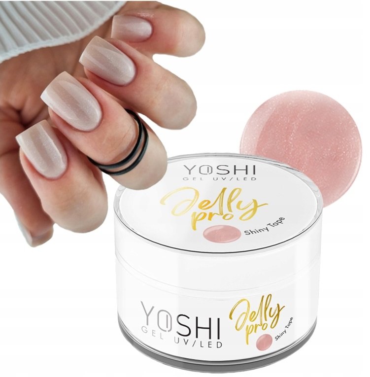 YOSHI JELLY PRO ŻEL GALARETKA BUDUJĄCY NUDE BEŻ Z DROBINĄ SHINY TAPE 50 g
