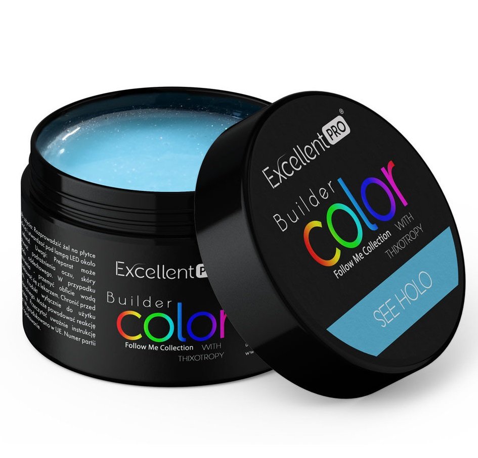 top EXCELLENT PRO BUILDER GEL KOLOROWY ŻEL BUDUJĄCY NIEBIESKI SEE HOLO 30 g