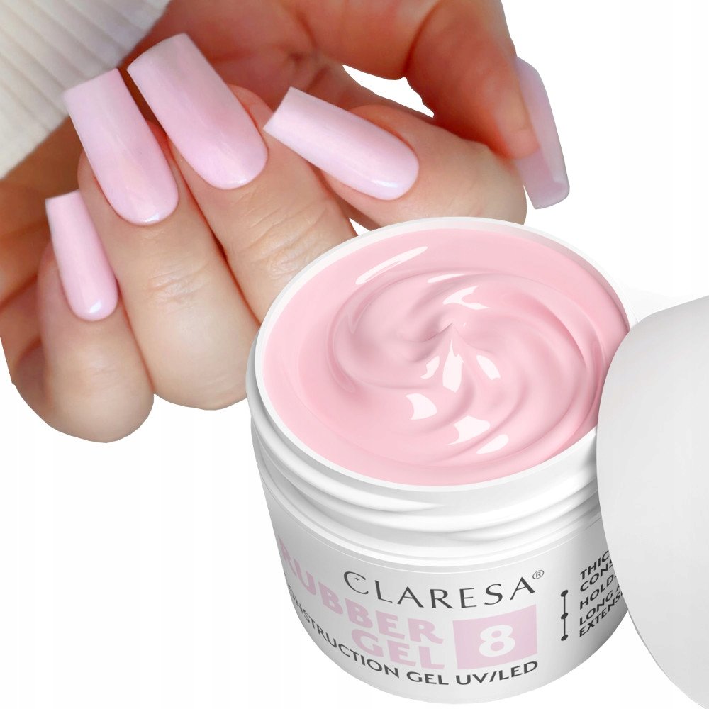 CLARESA RUBBER GEL 8 GĘSTY ŻEL BUDUJĄCY Z TIKSOTROPIĄ MLECZNY RÓŻ 90 g