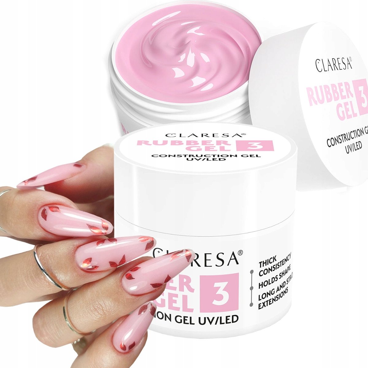CLARESA RUBBER GEL ŻEL BUDUJĄCY Z TIKSOTROPIĄ - 3 - 45 g