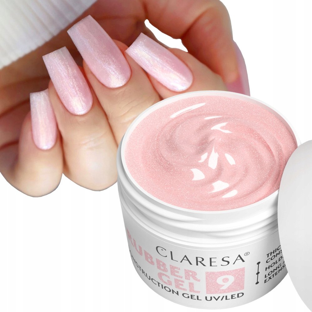 CLARESA RUBBER GEL 9 GĘSTY ŻEL BUDUJĄCY Z TIKSOTROPIĄ RÓŻ Z DROBINĄ 45 g