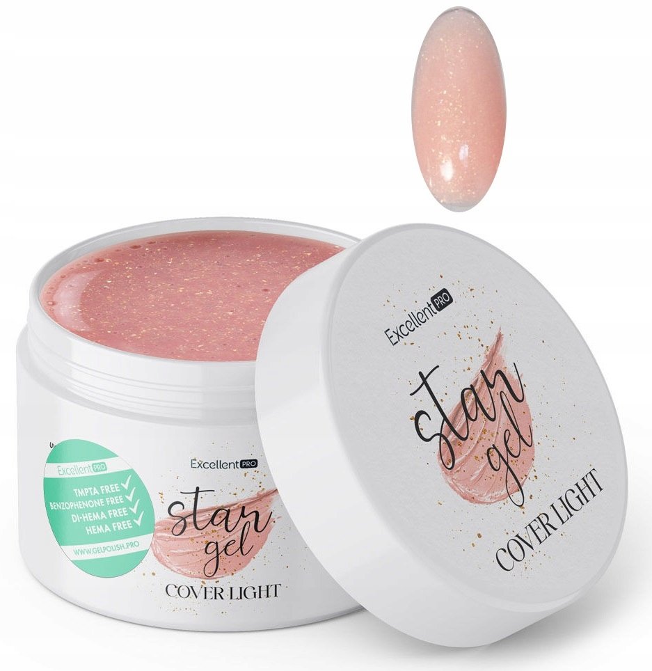 EXCELLENT PRO STAR GEL ZE ZŁOTĄ DROBINĄ ŻEL BUDUJĄCY COVER LIGHT 15 g
