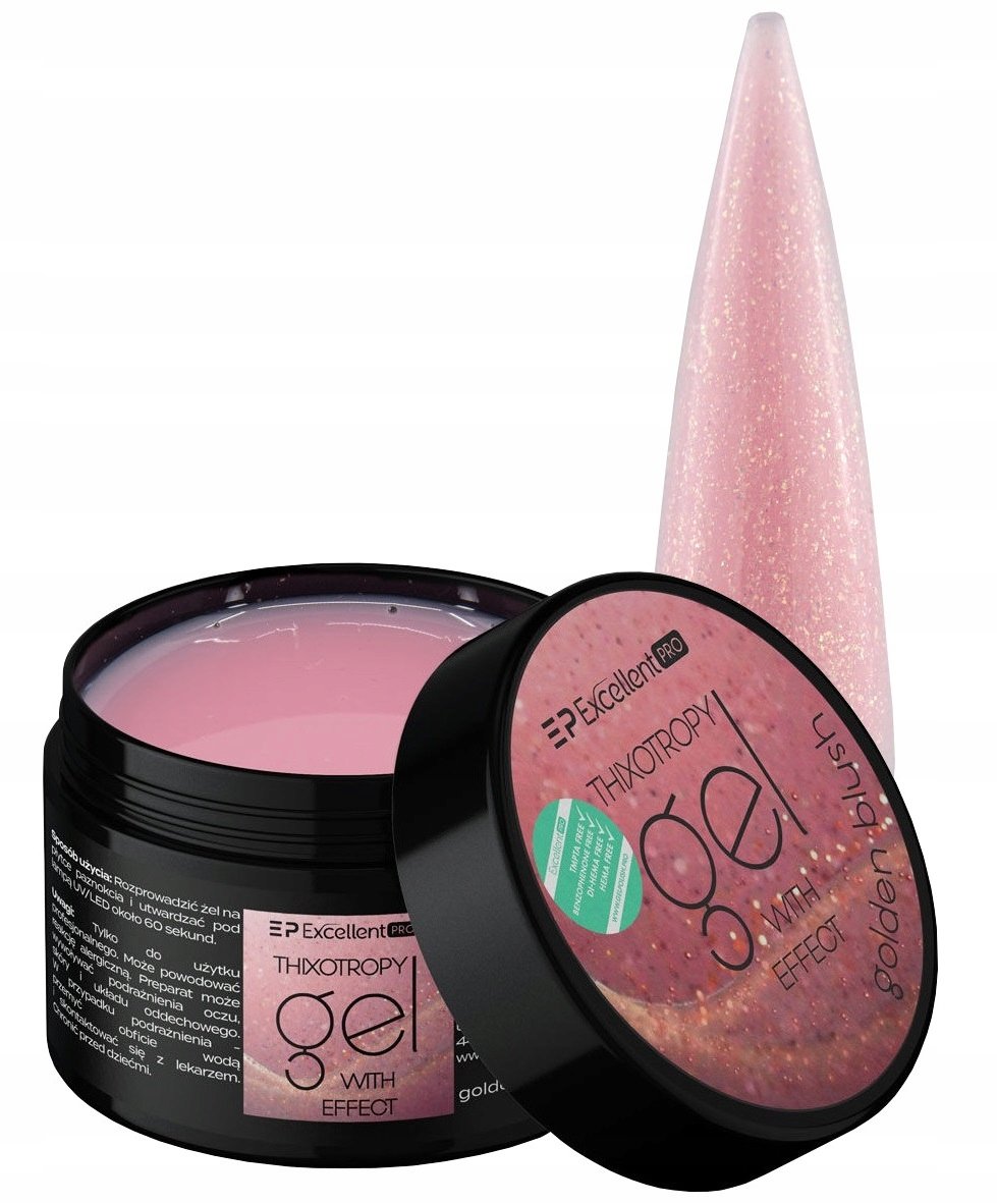 EXCELLENT PRO THIXOTROPY ŻEL BUDUJĄCY Z BROKATEM GOLDEN BLUSH 50 g