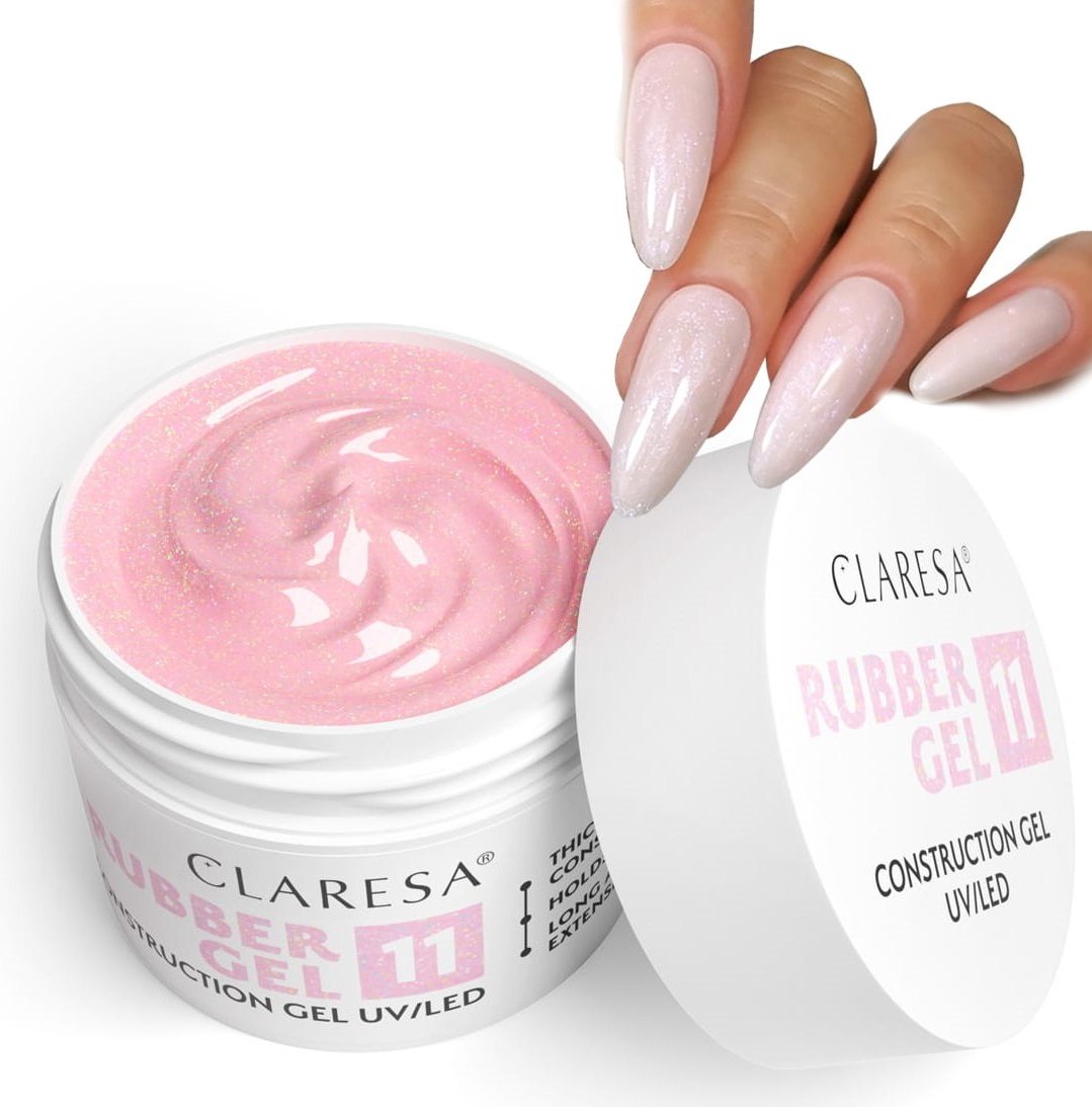 CLARESA RUBBER GEL 11 ŻEL BUDUJĄCY Z TIKSOTROPIĄ - 11 RÓŻ Z DROBINĄ 45 g