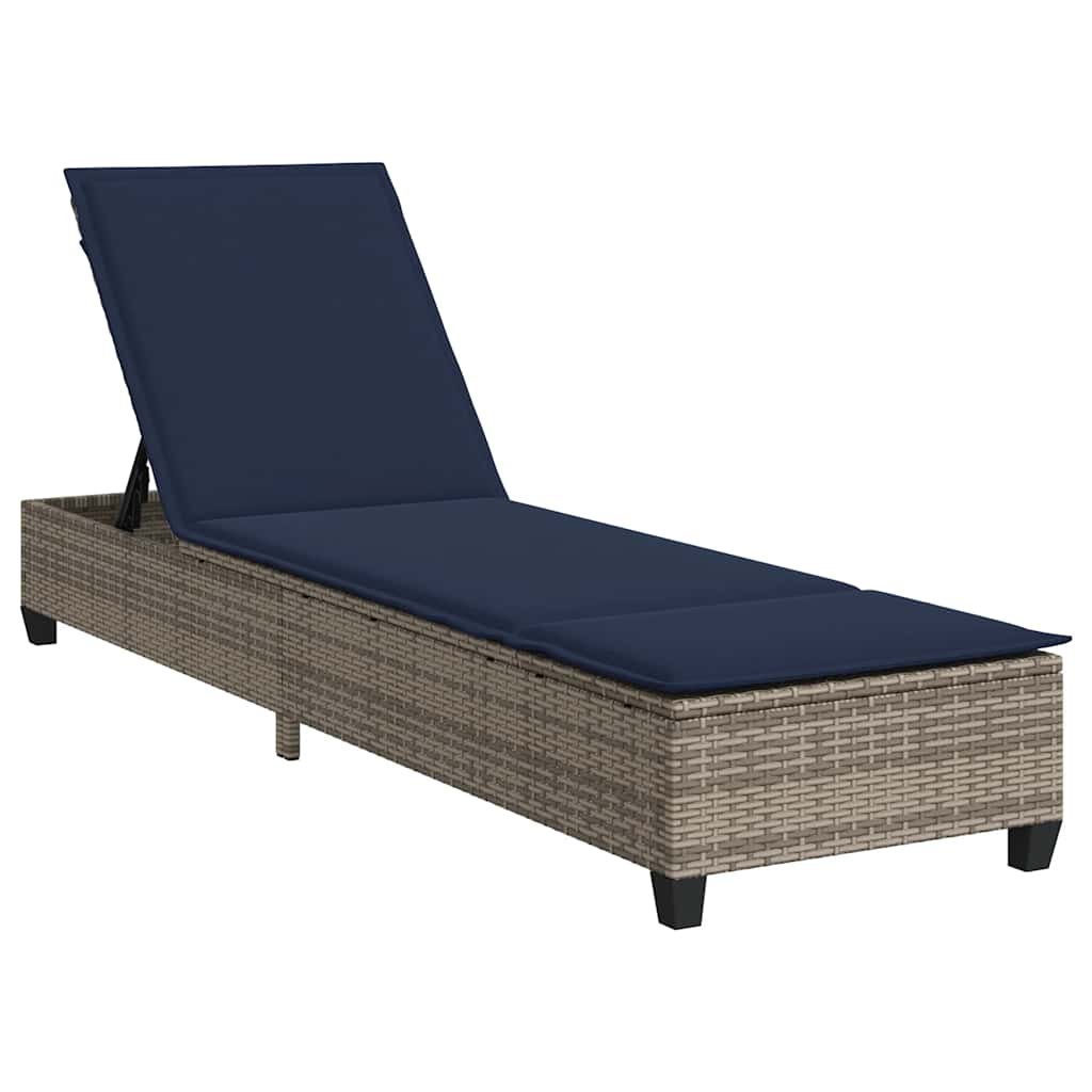 vidaXL Leżak z poduszkami Szary 55x200x25,5cm Polirattan