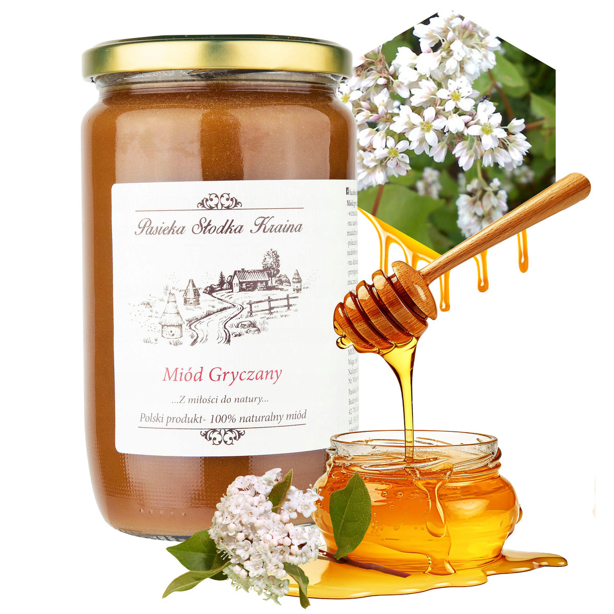 MIÓD GRYCZANY NATURALNY 1kg Z PASIEKA SŁODKA KRAINA WYRAZISTA GRYKA