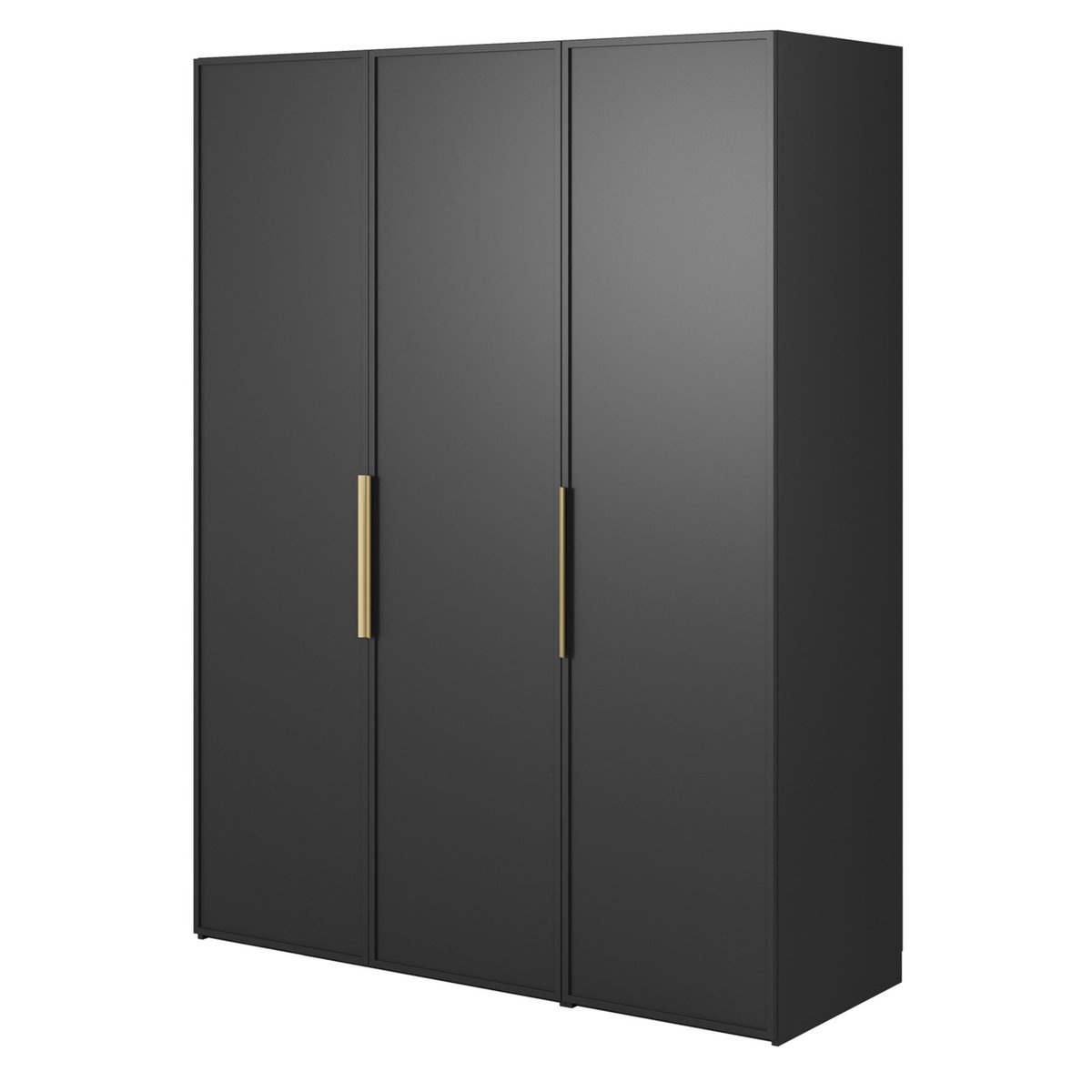 Szafa trzydrzwiowa Frame z długim drążkiem i siedmioma półkami 150 cm Czarna