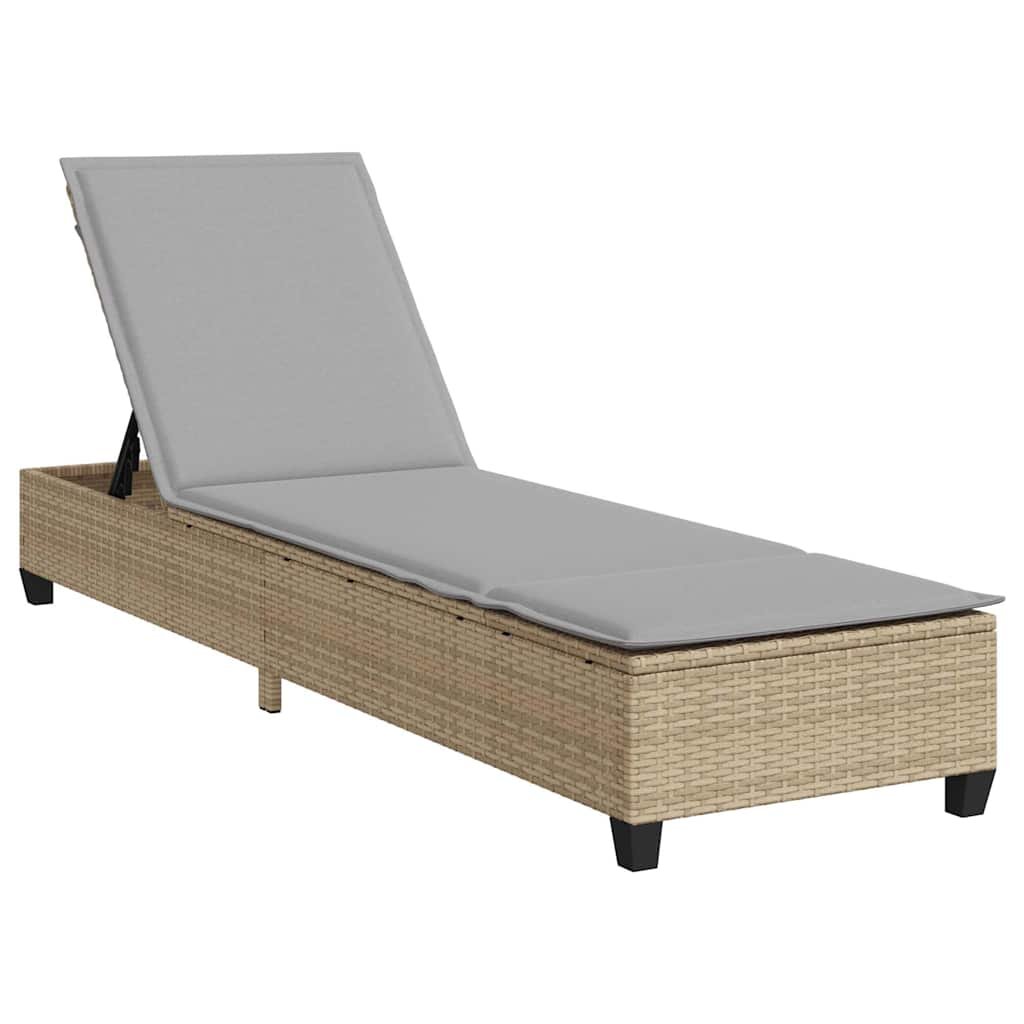 vidaXL Leżak z poduszkami beżowy 55x200x25,5cm polirattan