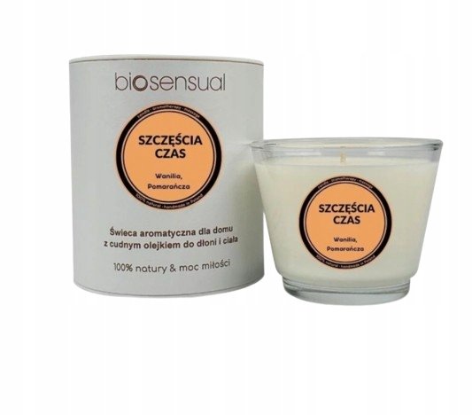 Naturalna świeca do aromaterapii i masażu SZCZĘŚCIA CZAS, 80g, Biosensual