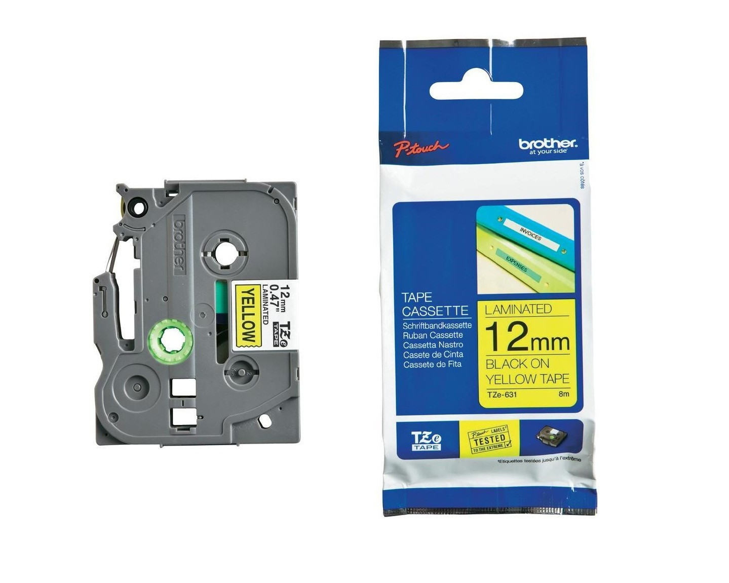 Brother Taśma TZE-631 12mm x 4m żółta czarny nadruk