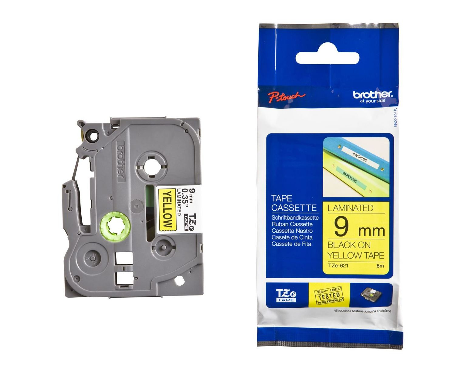 Brother Taśma TZE-621 9mm x 8m żółta czarny nadruk