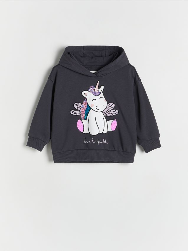 Reserved - Bluza z cekinową aplikacją - ciemnoszary