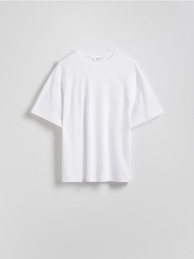 Reserved - T-shirt oversize z merceryzowanej bawełny - biały