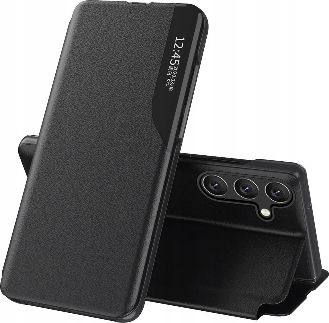 Eco Leather View Case etui do Samsung Galaxy S25+ z klapką podstawka - czarne