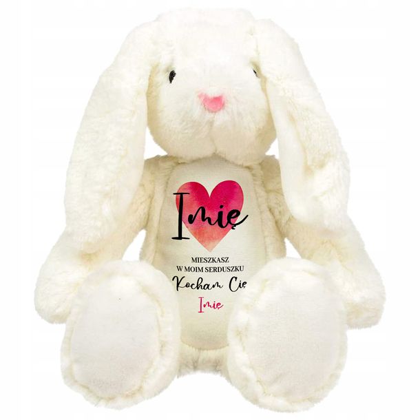 MIŚ KRÓLIK Maskotka Prezent Na Walentynki MIESZKASZ W MOIM SERDUSZKU IMIĘ