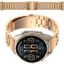 Bizon Pasek ze stali nierdzewnej do smartwatcha, Strap Watch Aura, QuickFit 20 mm, różowozłoty