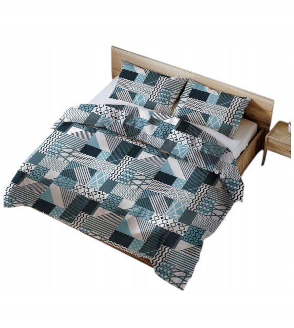 Komplet Pościeli 100% Bawełnianej 200x220 Wzorki turkusowe Produkt Polski
