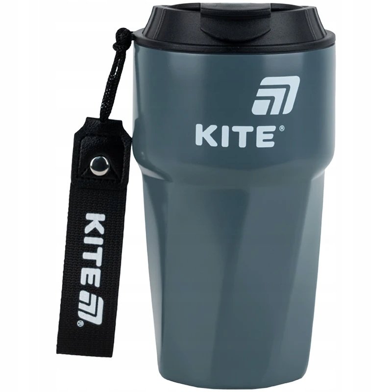 Kubek termiczny antypoślizgowy na kawe na herbate szary 450 ml Kite