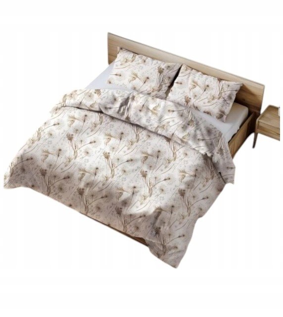 Komplet Pościeli Bawełna 160x200 Dmuchawce Beż