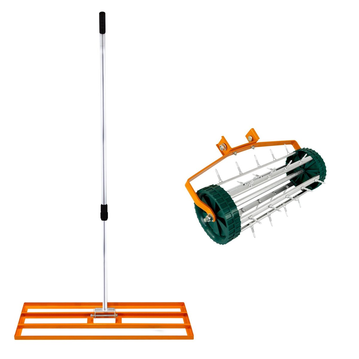 Niwelator i aerator do trawnika 100 cm – pomarańczowy