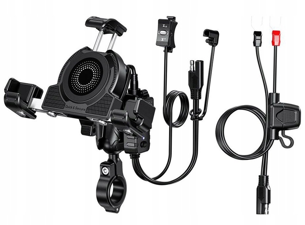 UCHWYT MOTOCYKLOWY ANTYWIBRACYJNY Z ŁADOWARKĄ DO TELEFONU