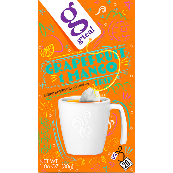 Czarna i zielona herbata g'tea! Grapefruit & Mango Trip, 20 szt.