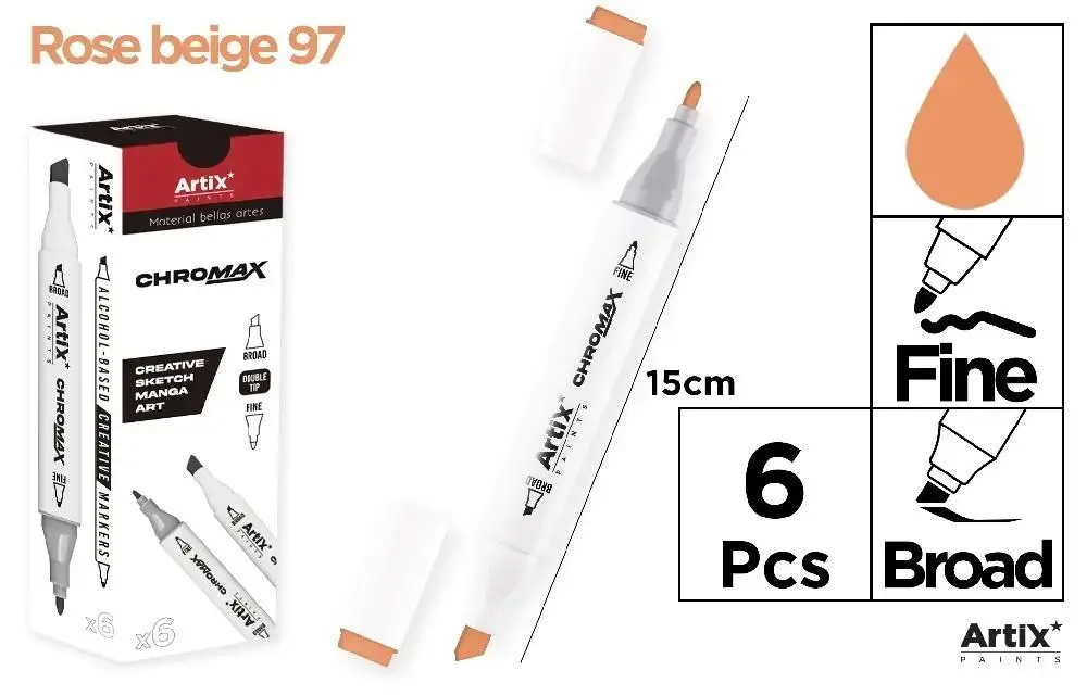 Marker Chromax z 2 końcówk. rose beige 97 (6szt) - Artix