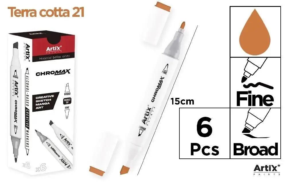 Marker Chromax z 2 końcówk. terra cotta 21 (6szt) - Artix