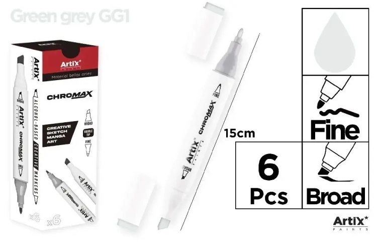 Marker Chromax z 2 końcówk. green grey GG1 (6szt) - Artix