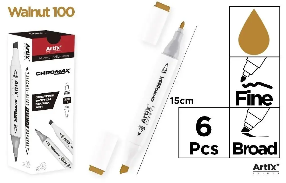 Marker Chromax z 2 końcówk. Walnut (6szt) - Artix