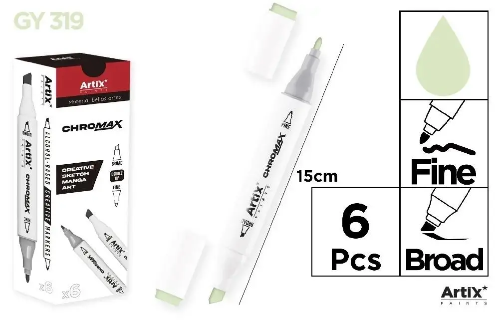 Marker Chromax z 2 końcówk. GY 319 (6szt) - Artix