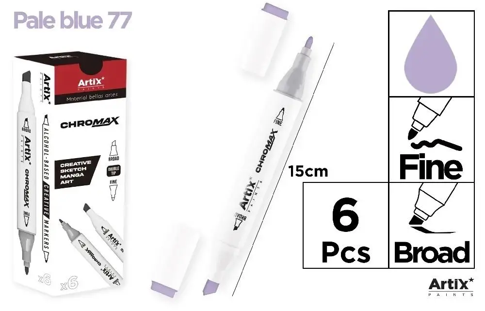 Marker Chromax z 2 końcówk. pale blue 77 (6szt) - Artix