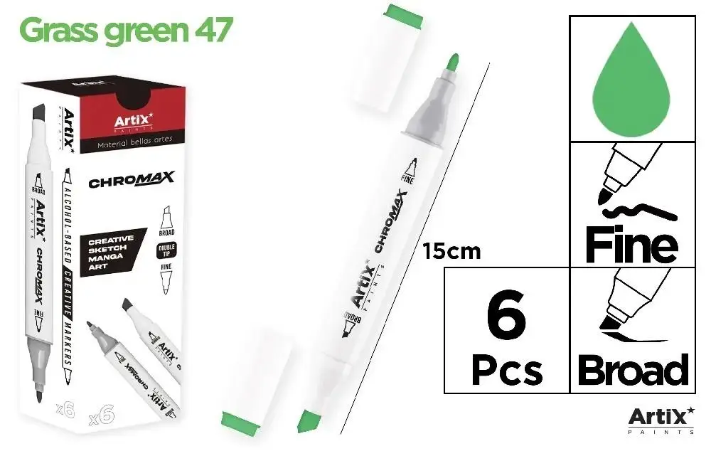Marker Chromax z 2 końcówk. grass green 46 (6szt) - Artix
