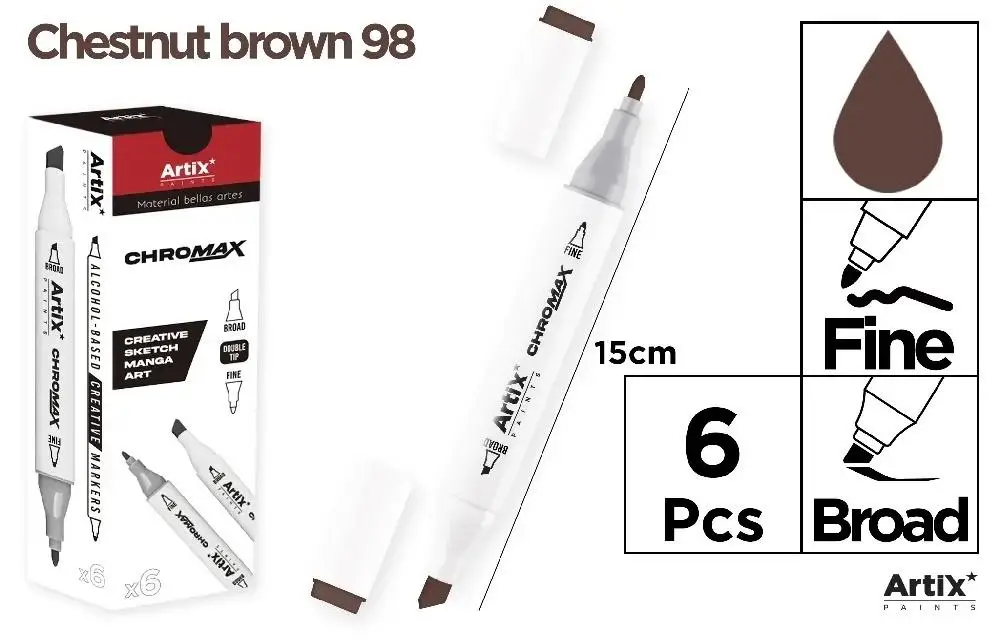 Marker Chromax z 2 końcówk. brown 98 (6szt) - Artix