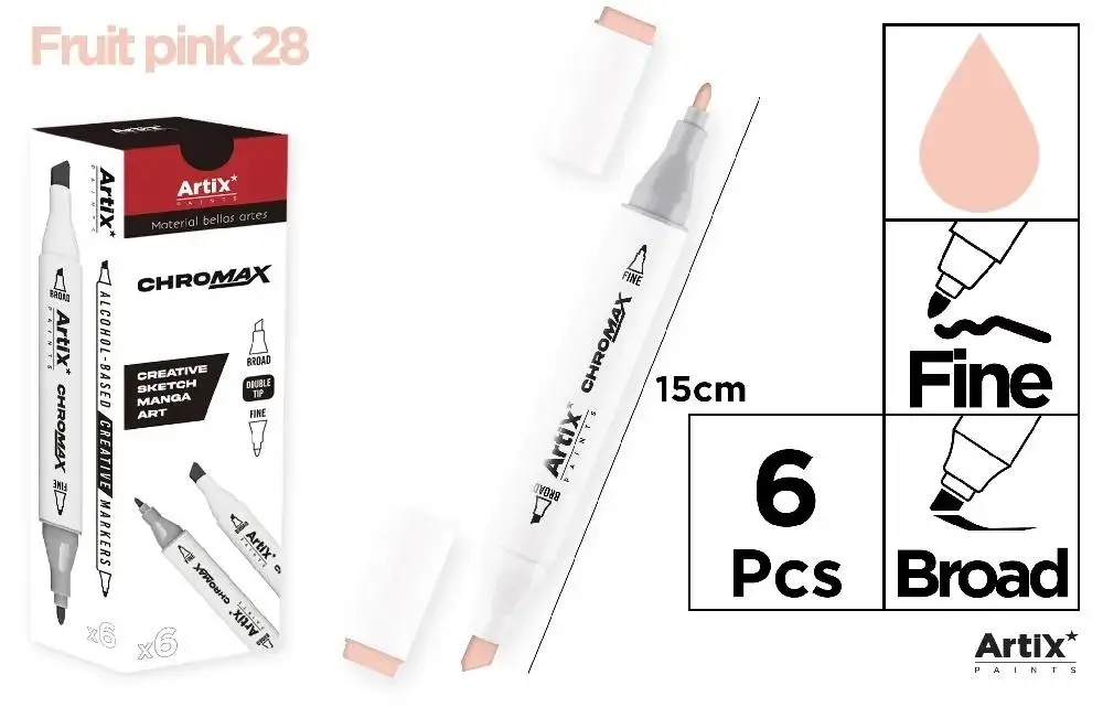 Marker Chromax z 2 końcówk. fruit pink 28 (6szt) - Artix