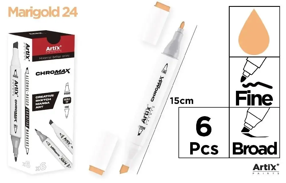 Marker Chromax z 2 końcówk. marigold 24 (6szt) - Artix