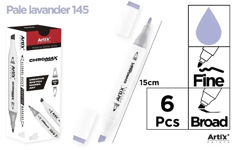 Marker Chromax z 2 końcówk. pale lavend 145 (6szt) - Artix