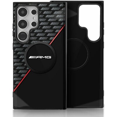 Etui AMG Double Layer Rhombs MagSafe do Samsung Galaxy S25 Ultra Czarno-czerwony
