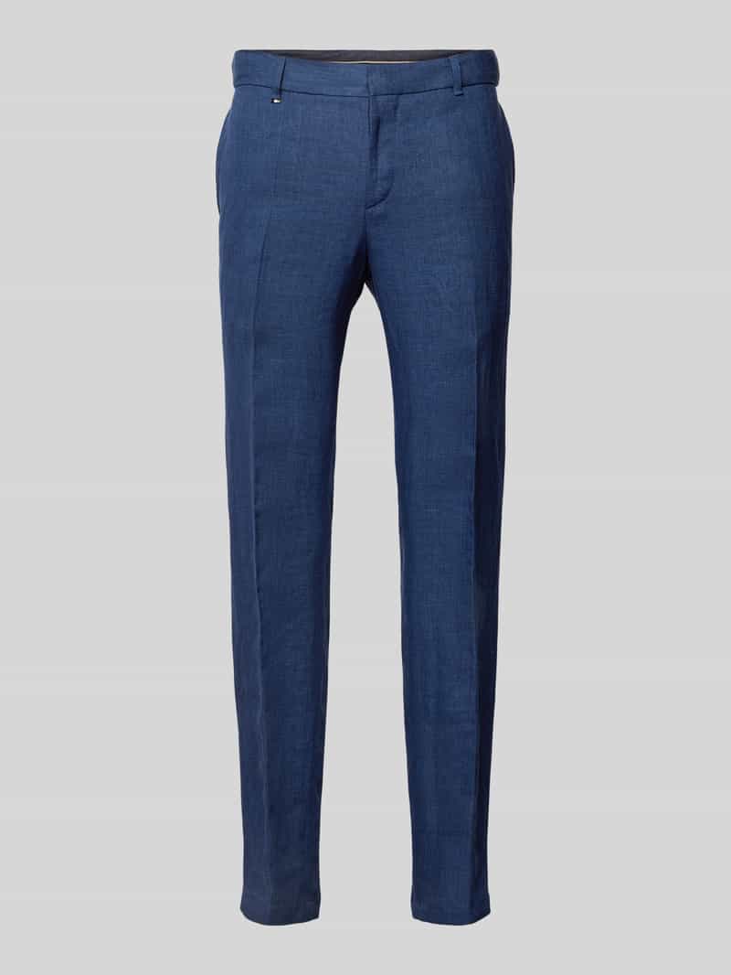Spodnie lniane o kroju slim fit z kieszeniami z tyłu model ‘Genius’