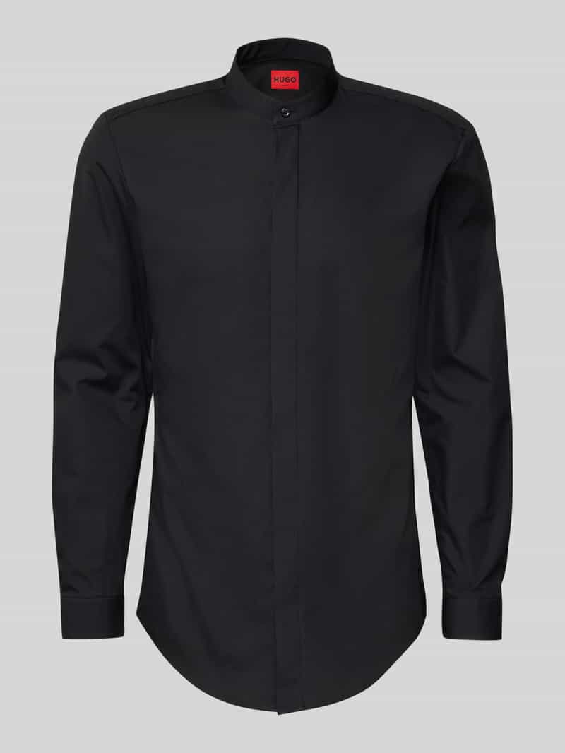 Koszula biznesowa o kroju slim fit ze stójką model ‘KALEB’