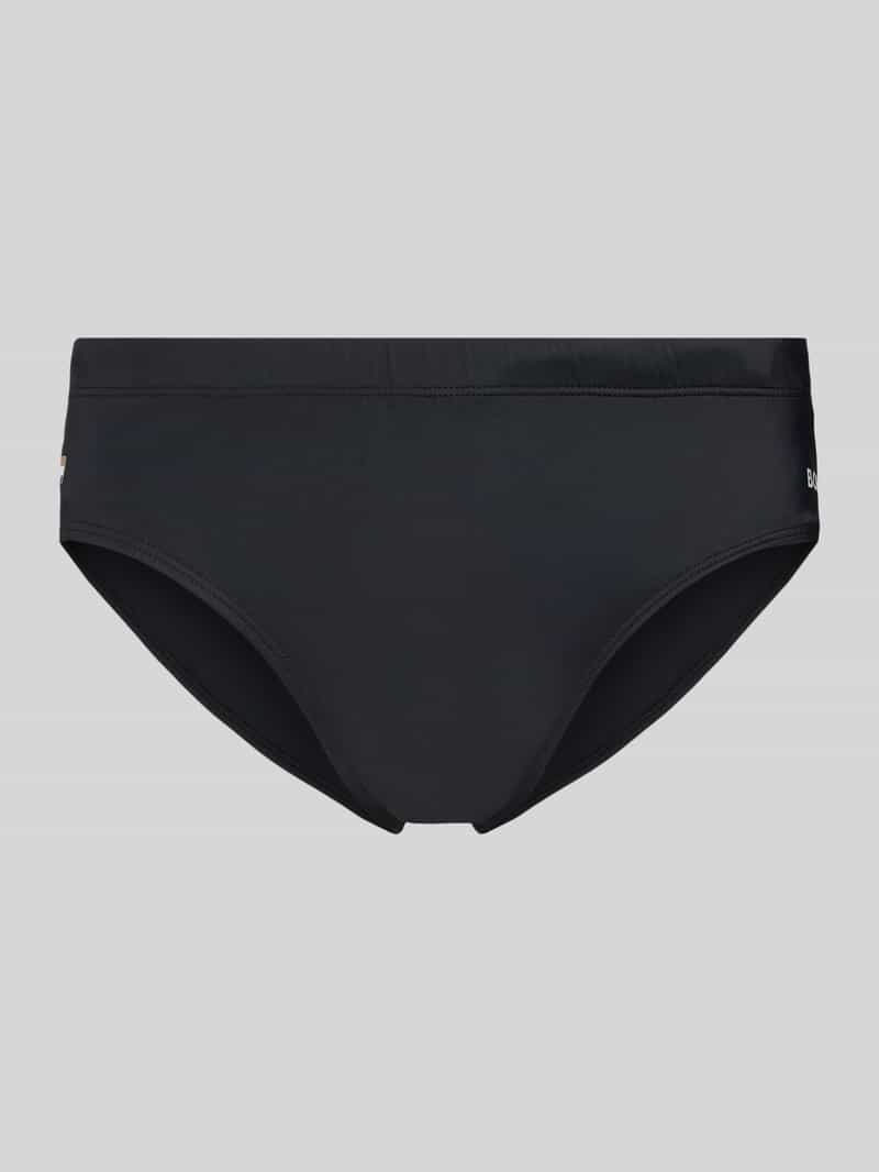 Spodenki kąpielowe o kroju regular fit z detalem z logo model ‘John’