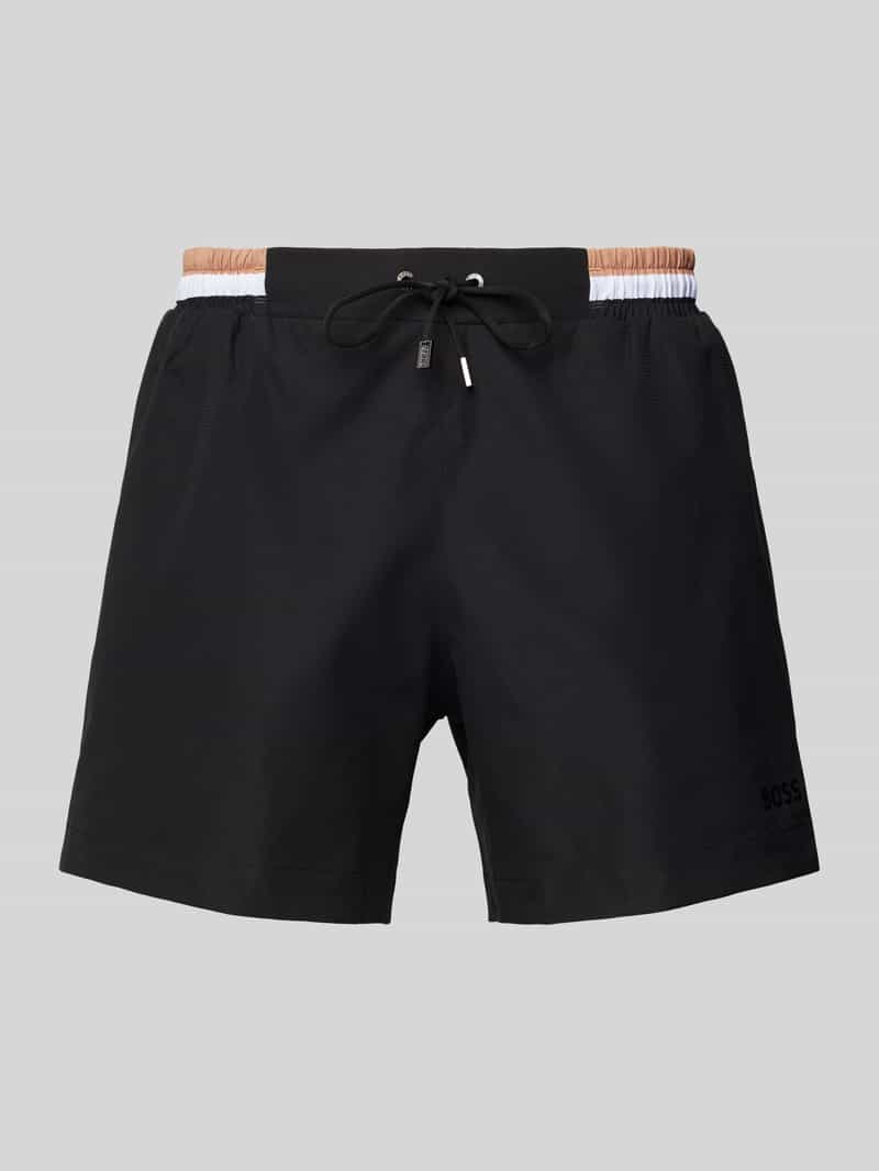 Spodenki kąpielowe o kroju relaxed fit z nadrukiem z logo model ‘Atoll’