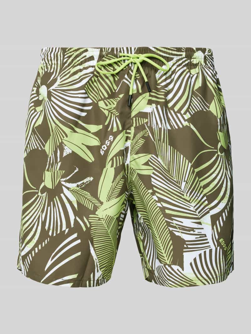 Spodenki kąpielowe o kroju relaxed fit z naszywką z logo model ‘Piranha’