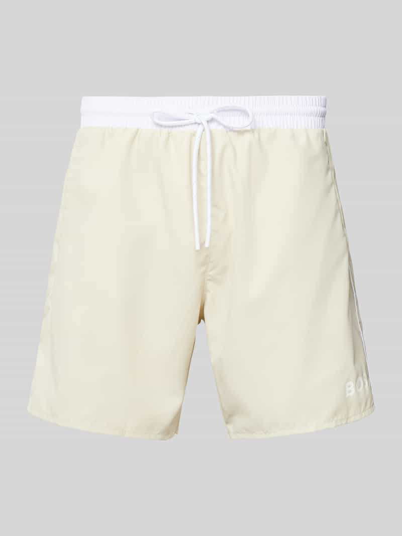 Spodenki kąpielowe o kroju relaxed fit z nadrukiem z logo model ‘STARFISH’