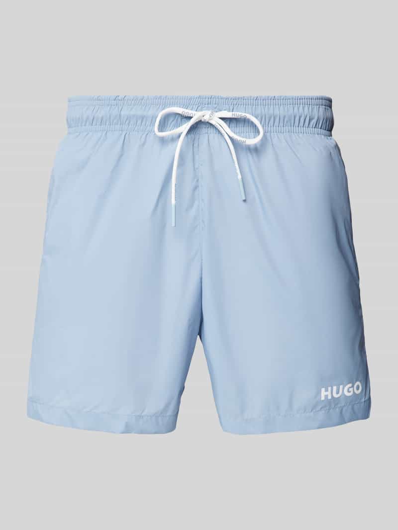 Spodenki kąpielowe o kroju relaxed fit z nadrukiem z logo model ‘HAITI’
