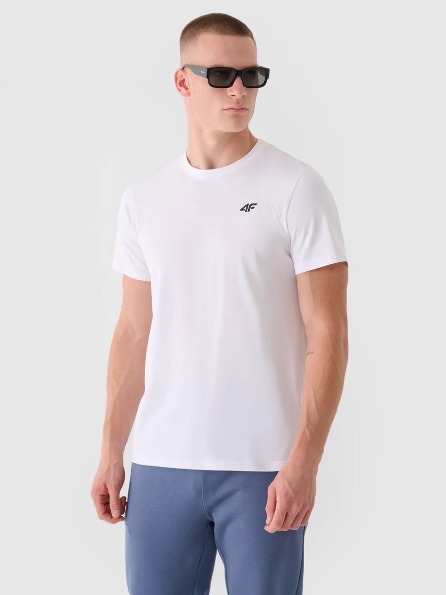 T-shirt męski 100% bawełna 4F 4FWMM00TTSHM2256-10S Biały