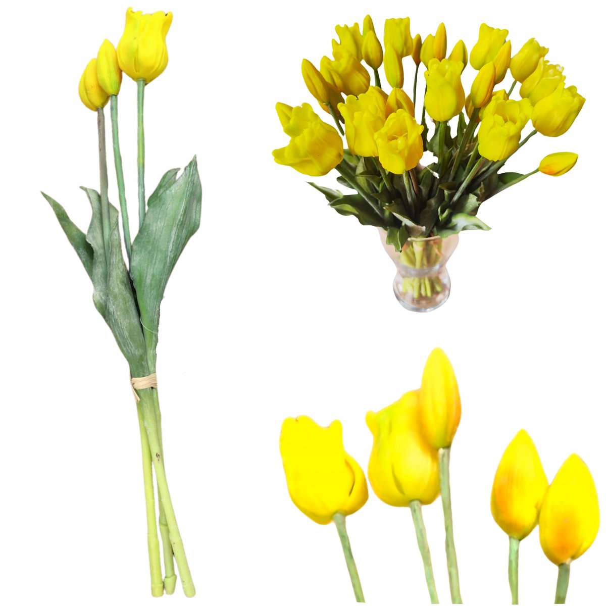 Tulipany Silikonowe Żółte Jak Żywe Sztuczne Kwiaty Gumowe 43 Cm Wielkanoc